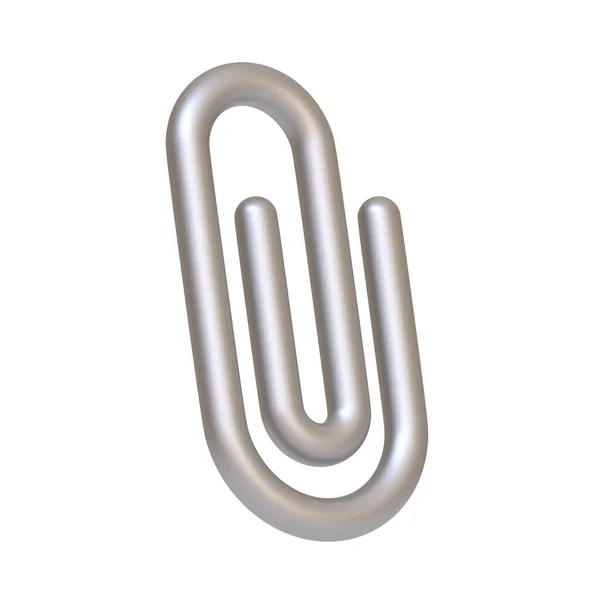 Srebrny Spinacz Białym Tle Ikona Znak Symbol Minimalny Styl Kreskówki — Zdjęcie stockowe