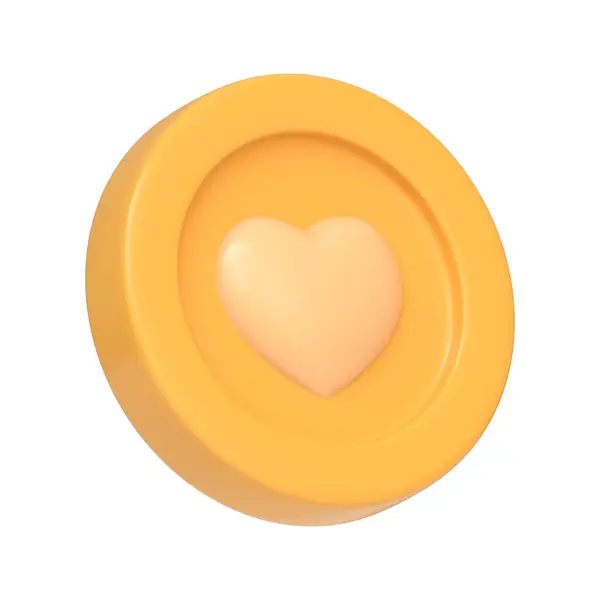 Gouden Munt Met Hart Geïsoleerd Witte Achtergrond Icoon Teken Symbool — Stockfoto