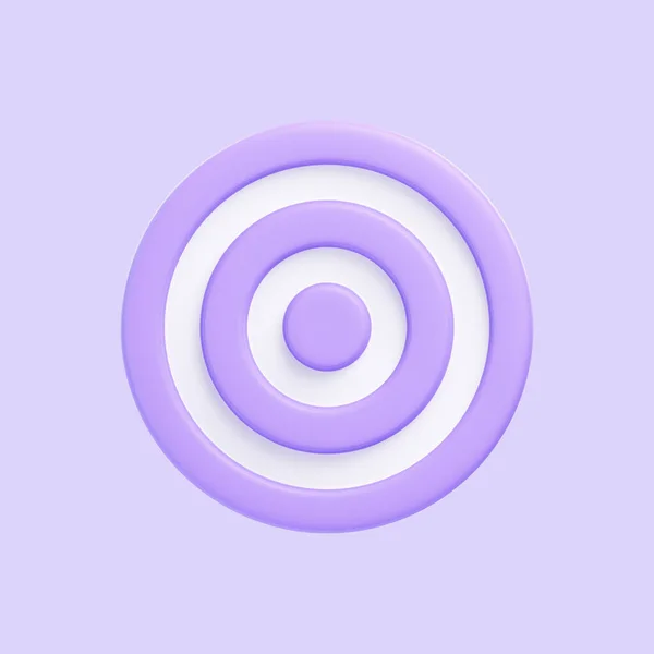 紫色の背景に単離された紫色のターゲットアイコン 3Dアイコン サイン シンボル カートゥーンミニマルスタイル フロントビュー 3Dレンダリングイラスト — ストック写真
