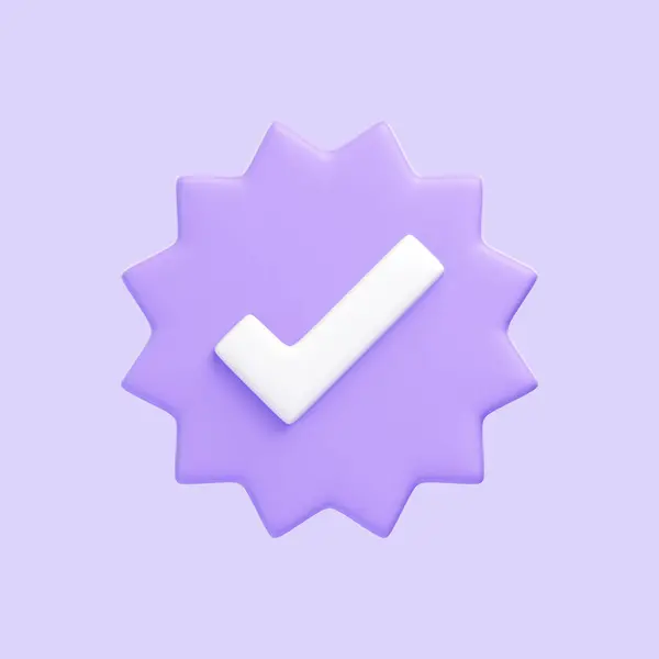 Purple Verify Check Icon Isolated Purple Background Icon Sign Symbol — Stock Photo, Image