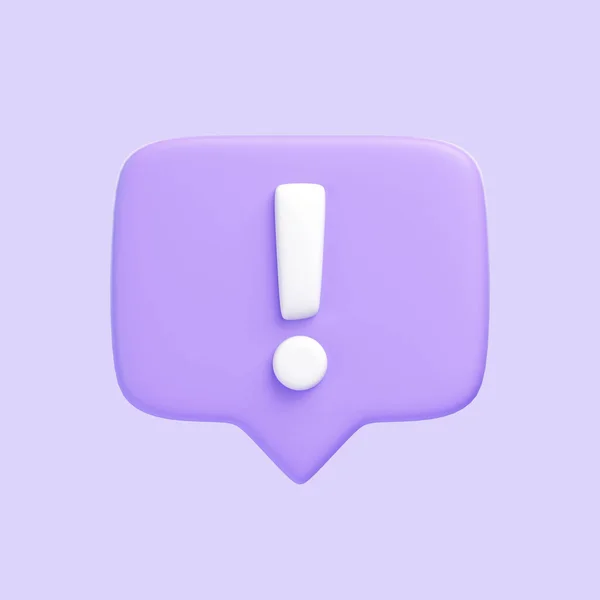 紫色の危険な注意ベルまたは紫色の背景で隔離された緊急通知警報 3Dアイコン サイン シンボル カートゥーンミニマルスタイル フロントビュー 3Dレンダリングイラスト — ストック写真