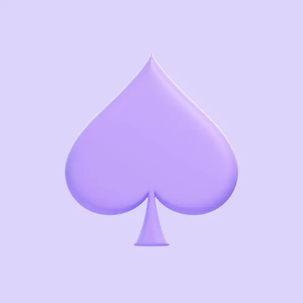 Aces playing cards symbol spades with purple colors isolated on purple background. 3D icon, sign and symbol. Cartoon minimal style. Front view. 3D Render Illustration