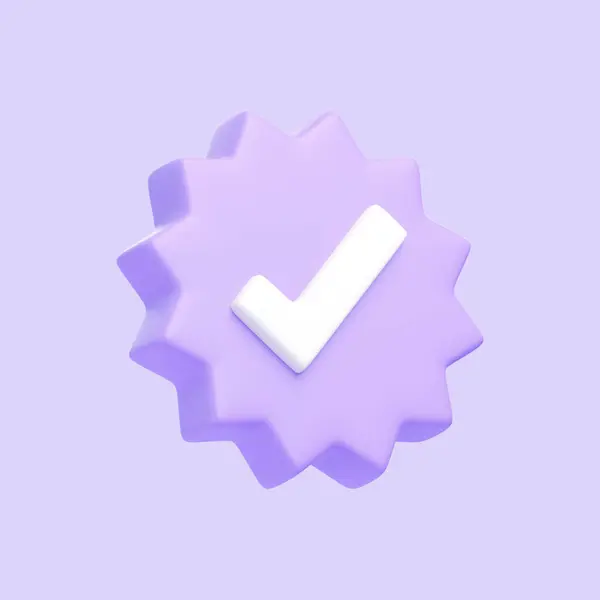 Purple Verify Check Icon Isolated Purple Background Icon Sign Symbol — Stock Photo, Image