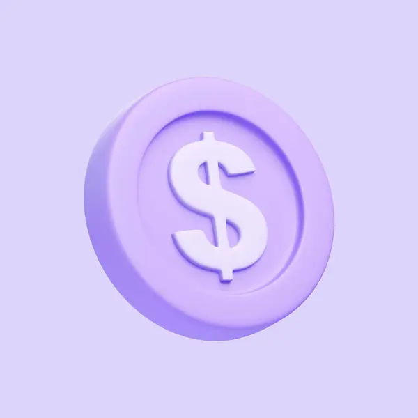 Moneda Púrpura Con Signo Dólar Aislado Sobre Fondo Púrpura Icono — Foto de Stock