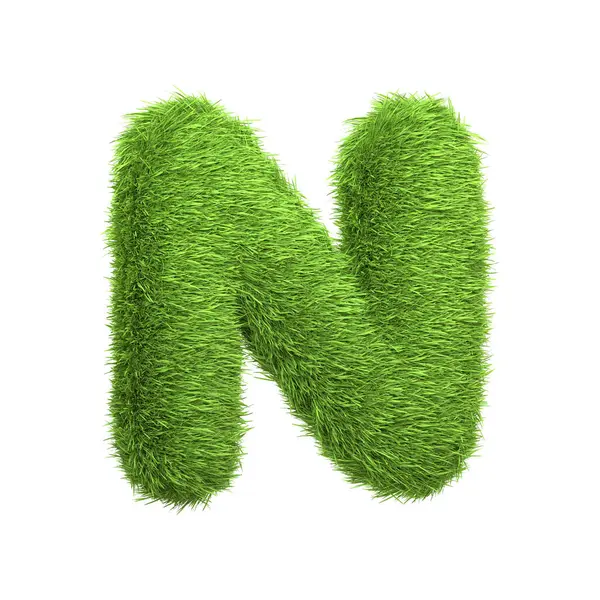 Capital Letter Shaped Lush Green Grass Isolated White Background Front — Stock Photo, Image