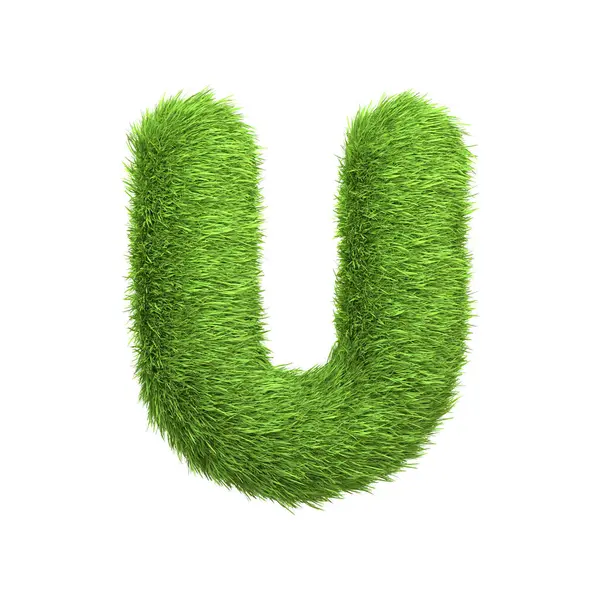 Capital Letter Shaped Lush Green Grass Isolated White Background Front — Stock Photo, Image