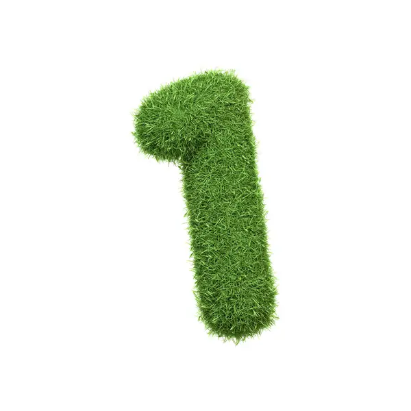 Number Shaped Dense Green Grass Set Pure White Backdrop Number — Stock Photo, Image