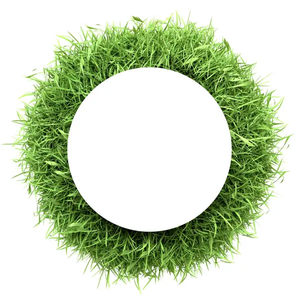 Circular White Frame Centered Thick Border Lush Green Grass Depicting — Stock Photo, Image