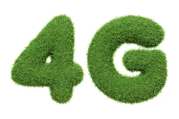 Symbol Representing Fourth Generation Wireless Technology Rendered Vibrant Green Grass — Stock Photo, Image