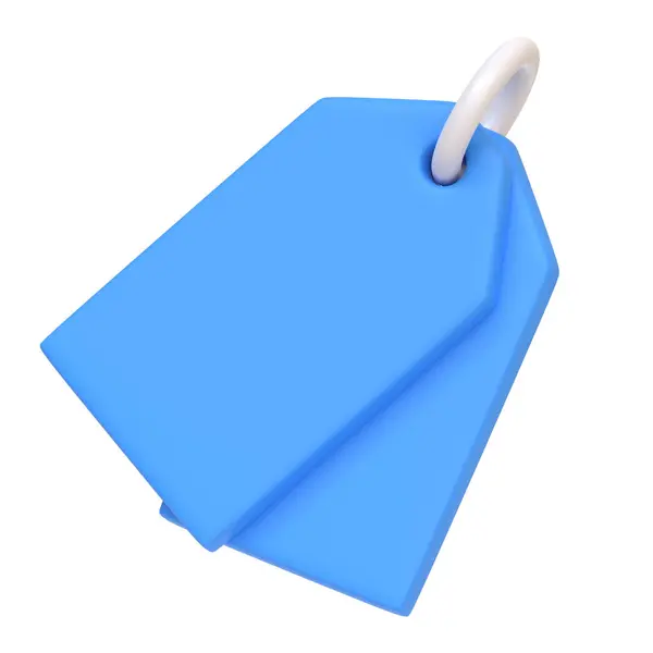 Blue Plastic Shopping Tag White Loop Render Illustration — Stock Photo, Image