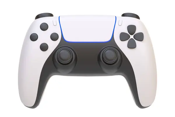 Contemporary Gaming Controller White Stylish Blue Accents Isolated White Background — Stock Photo, Image