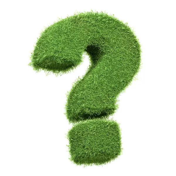 Question Mark Icon Crafted Vibrant Green Grass Isolated White Background — Stock Photo, Image
