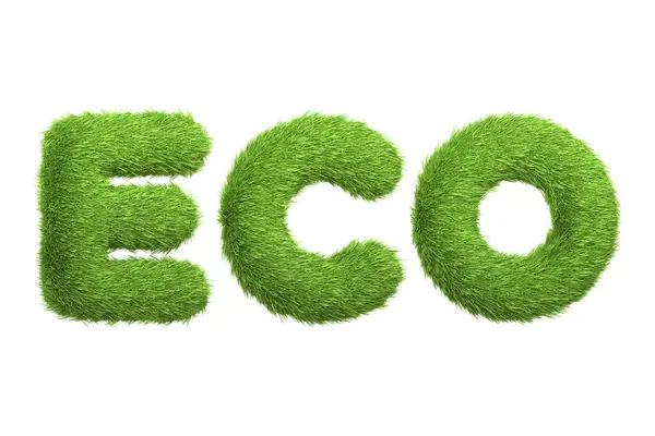 Kata Eco Digambarkan Dengan Tekstur Rumput Hijau Yang Subur Terisolasi — Stok Foto