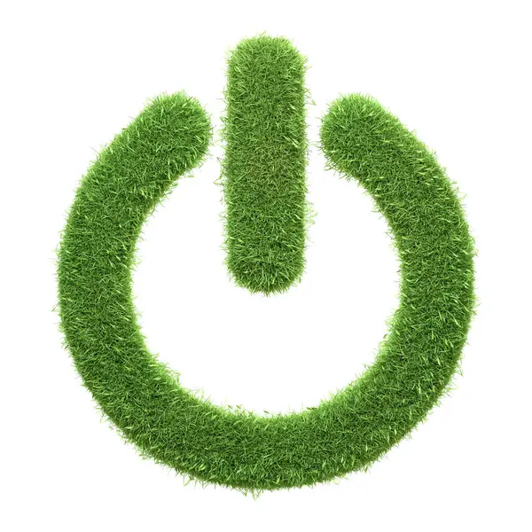 Icono Botón Encendido Ecológico Hecho Hierba Verde Que Significa Conservación — Foto de Stock