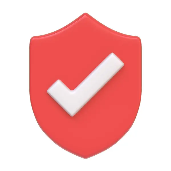 Escudo Vermelho Com Uma Marca Verificação Ousada Simbolizando Segurança Segurança — Fotografia de Stock