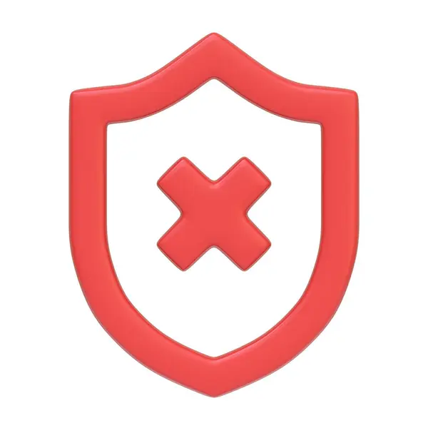Red Shield Cross Representing Concept Error Denial Health Care Symbol — Stock Photo, Image