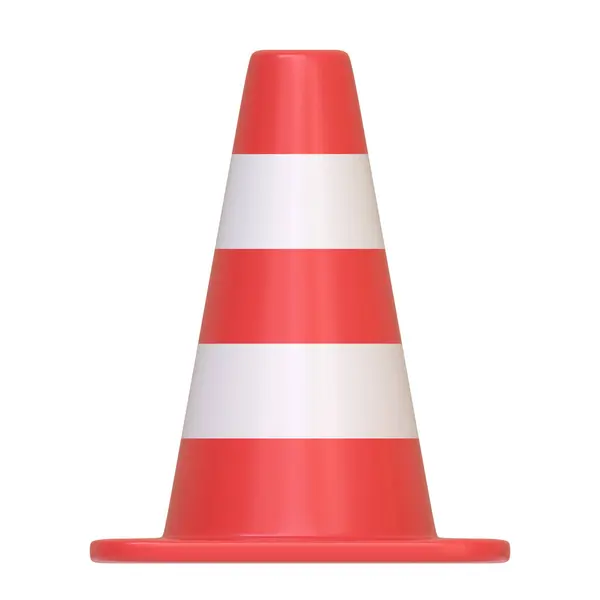 Red White Striped Traffic Cone Isolated White Background Icon Sign — Stock Photo, Image