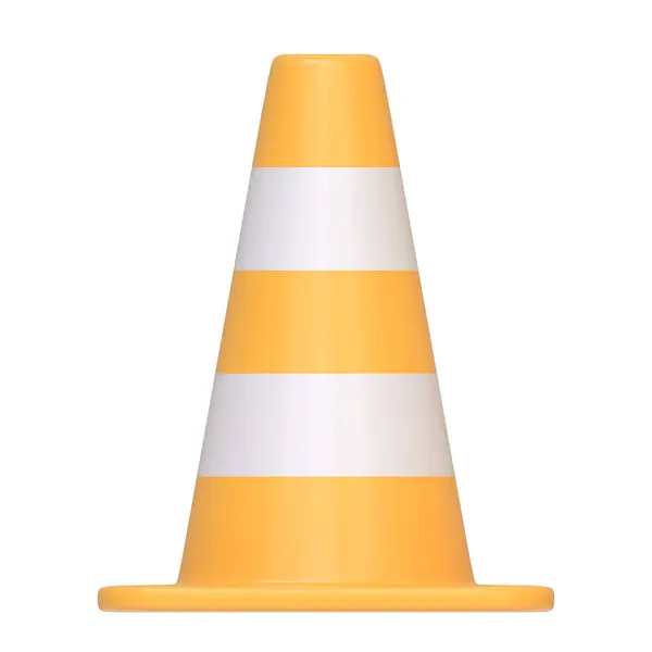 Orange White Striped Traffic Cone Isolated White Background Icon Sign — Stock Photo, Image