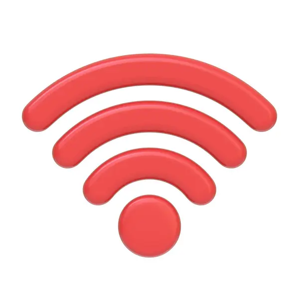Red Signal Icon Representing Wireless Internet Connectivity Isolated White Backgound — Stock Photo, Image