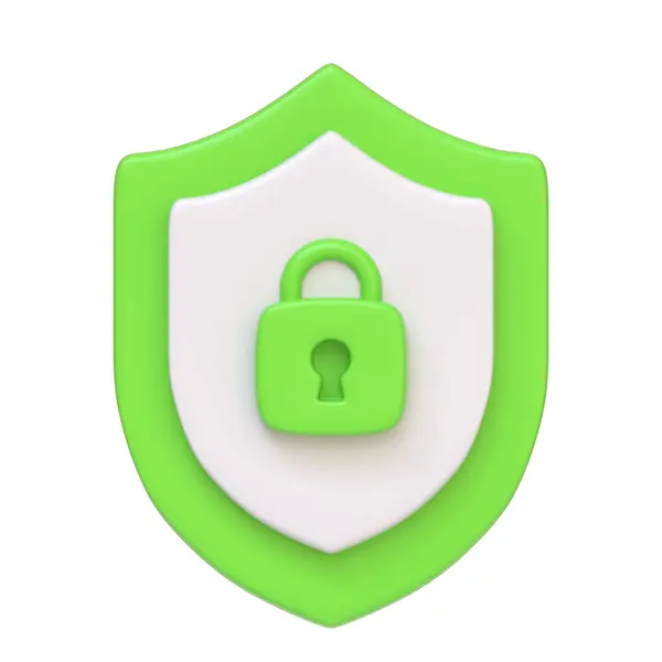 Grünes Sicherheitsschild Mit Einem Schloss Symbol Der Mitte Das Cybersicherheit — Stockfoto