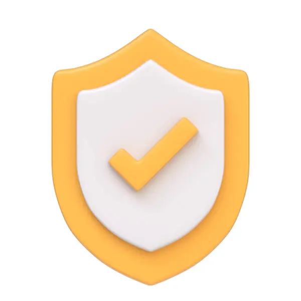 Yellow White Shield Check Mark Symbolizing Verification Security Isolated White — Stock Photo, Image