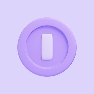 Mario 'nun mor arka planda izole ettiği oyundan kalma para. 3 boyutlu simge, imza ve sembol. Çizgi film tarzı asgari. Ön manzara. 3 Boyutlu Resim Çizimi