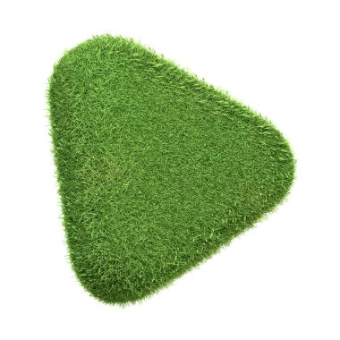 Beyaz arka planda izole edilmiş yemyeşil çimen dokusuna sahip bir çalma düğmesi simgesi, çevre dostu medya fikrini ve teknoloji ile çevre arasındaki uyumu aktarıyor. 3 Boyutlu Hazırlama