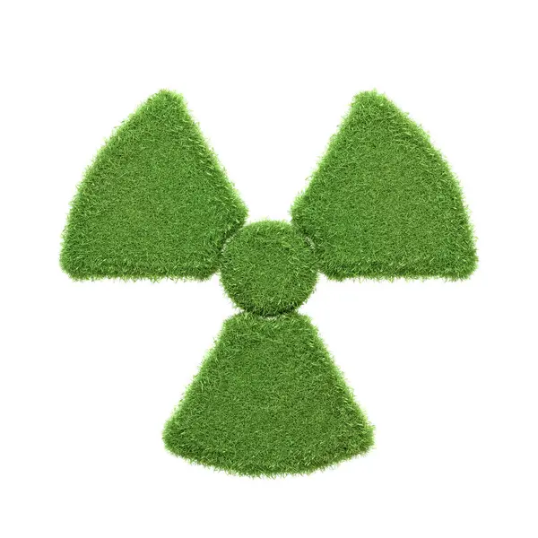 Símbolo Peligro Radiactivo Representado Con Hierba Verde Aislada Sobre Fondo — Foto de Stock