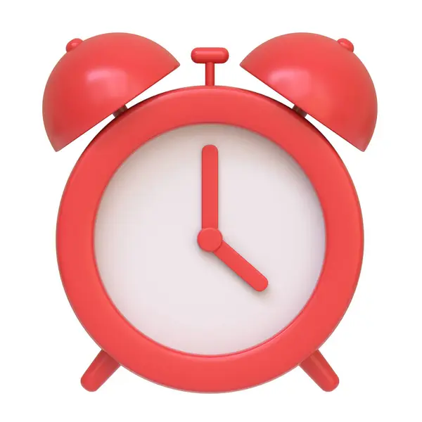 Reloj Despertador Rojo Clásico Aislado Sobre Fondo Blanco Que Representa — Foto de Stock