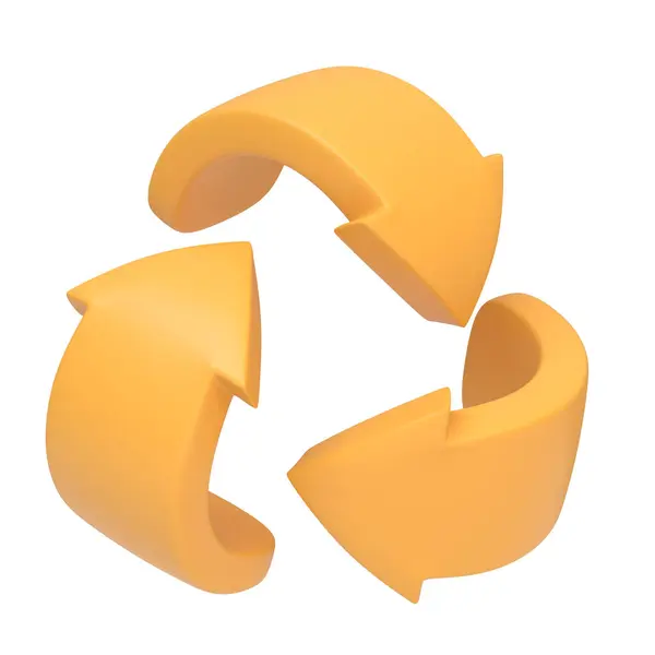 Všeobecně Uznávaný Recyklační Symbol Jasně Žluté Barvě Představující Udržitelnost Ochranu — Stock fotografie