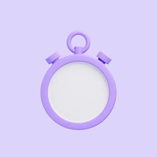 Conceptual Minimalist Design Purple Stopwatch Blank Clock Face Purple Background — Stock Photo, Image