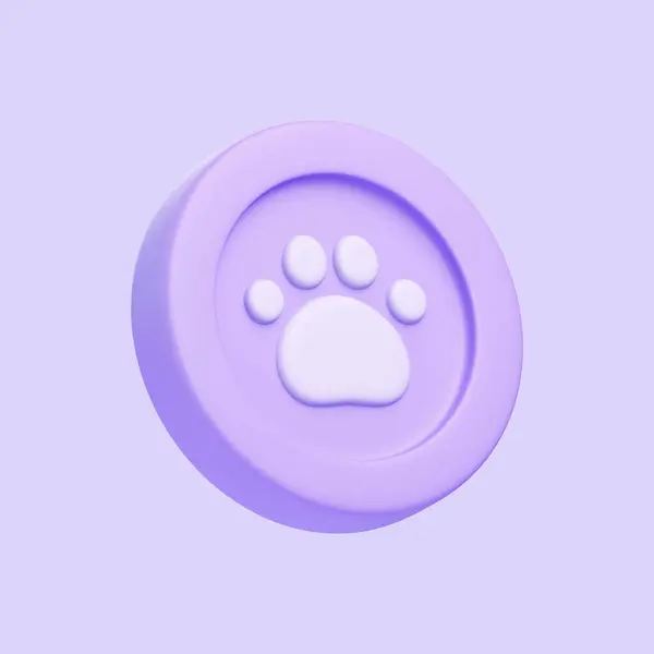 Paarse Munt Met Kat Hondenpoot Geïsoleerd Paarse Achtergrond Icoon Teken — Stockfoto