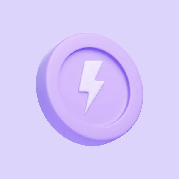 Coin Lightning Bolt Isolated Purple Background Icon Sign Symbol Cartoon — Stock Photo, Image