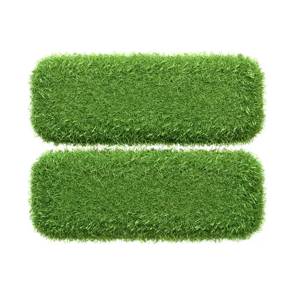 Equal Sign Symbolizing Balance Created Vibrant Green Grass Isolated White — Stock Photo, Image