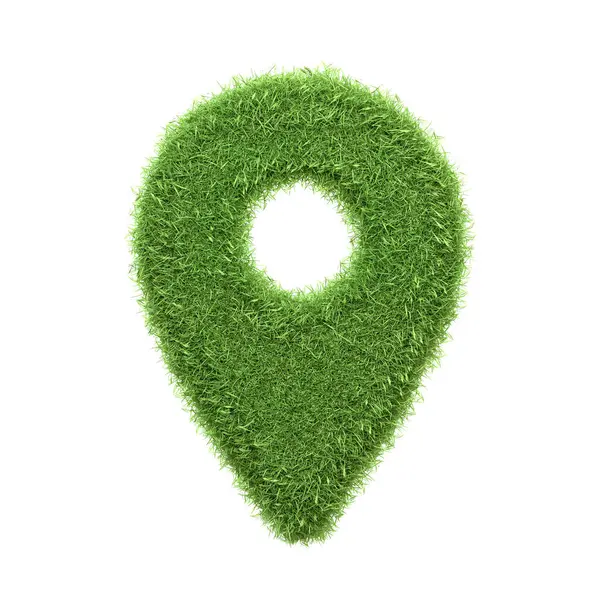Ícone Pino Mapa Projetado Com Textura Grama Verde Isolada Fundo — Fotografia de Stock