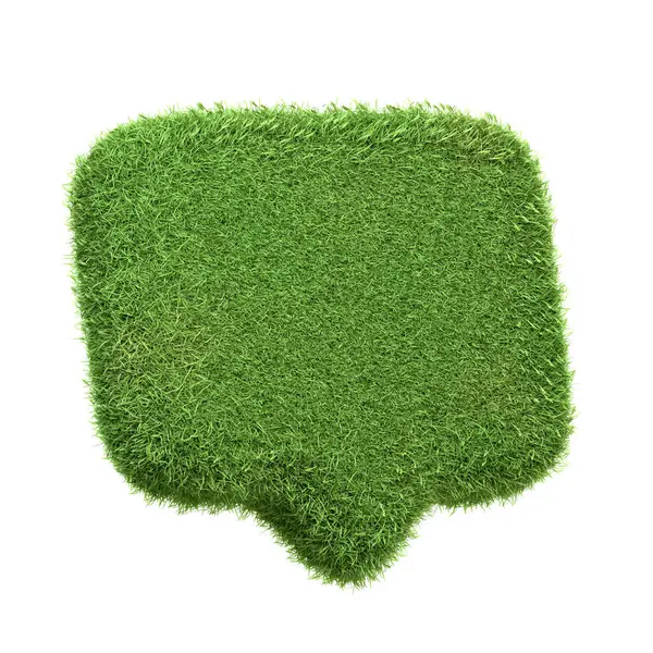 Speech Bubble Icon Made Green Grass Isolated White Background Symbolizing — Stock Photo, Image