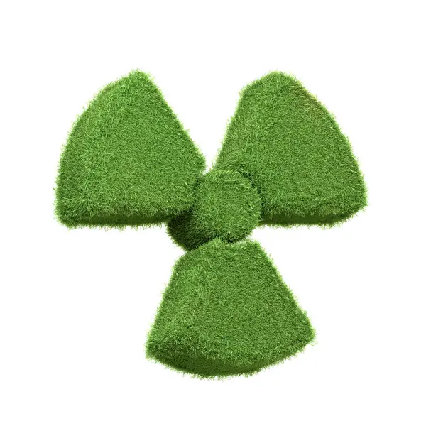 Radioactive Hazard Symbol Depicted Green Grass Isolated White Background Representing — Stock Photo, Image