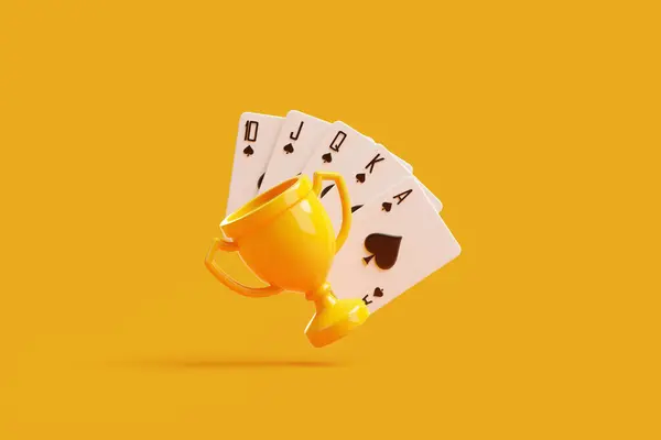 Ein Königliches Pik Spiel Mit Einer Goldenen Trophäe Vor Leuchtend — Stockfoto