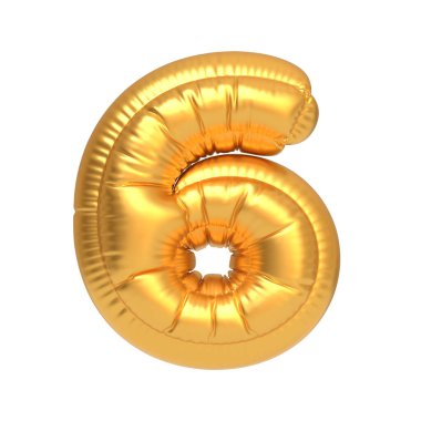 Altıncı balon şeklindeki altın folyo, parti dekorasyonları, yıldönümleri veya dönüm noktası kutlamalarında kullanılmak için idealdir. 3 Boyutlu resimleme