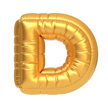 D harfi şeklinde parlak altın renkli şişirilebilir balon, kutlama dekorasyonu veya etkinlikleri için ideal. 3 Boyutlu resimleme