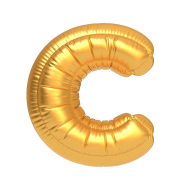 C harfi şeklinde parlak altın renkli şişirilebilir balon, festival dekorasyonu veya etkinlikleri için mükemmel. 3 Boyutlu resimleme
