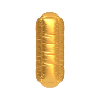 Birinci harf şeklinde parlak altın folyo balon, beyaz bir arka planda izole edilmiş, kutlamalar ve olaylar için mükemmel. 3 Boyutlu resimleme