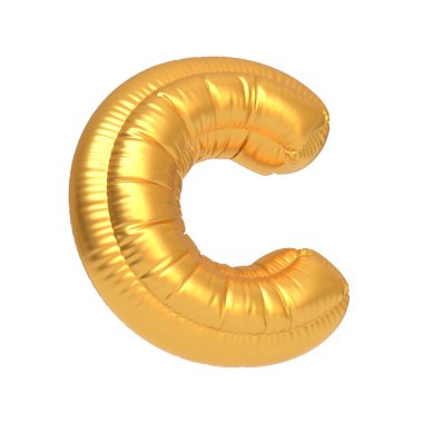 C harfi şeklinde parlak altın renkli şişirilebilir balon, festival dekorasyonu veya etkinlikleri için mükemmel. 3 Boyutlu resimleme