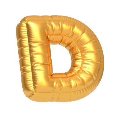 D harfi şeklinde parlak altın renkli şişirilebilir balon, kutlama dekorasyonu veya etkinlikleri için ideal. 3 Boyutlu resimleme