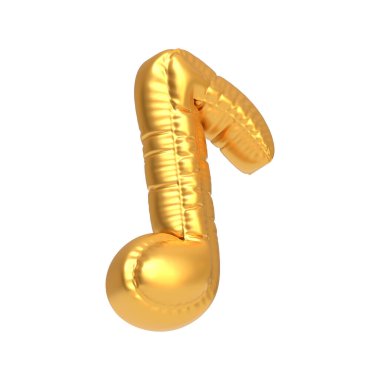 Shiny gold balloon shaped like a musical note, ideal for music-themed events, parties, and decorative displays on a white background. 3D render illustration clipart