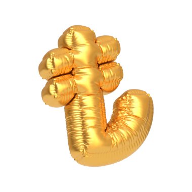 Lira para birimi sembolü şeklinde parlak altın bir balon. Finansal temalar, kutlamalar ya da benzersiz dekorlar için mükemmel. 3 Boyutlu resimleme