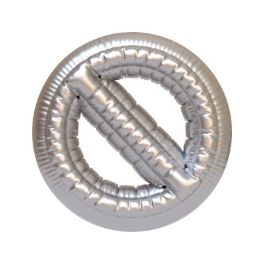 İçki yasağı veya giriş yasağı sembolü şeklinde metalik gümüş folyo balon, kısıtlama, uyarı veya yasaklama teması için idealdir. 3 Boyutlu resimleme