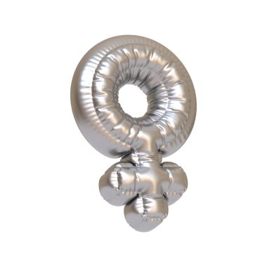 Kadın cinsiyet sembolü şeklinde parlak gümüş balon, kadın etkinlikleri için ideal, güçlendirme temaları, ya da feminist kutlamalar için. 3 Boyutlu resimleme