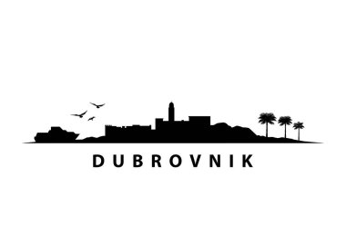 Dubrovnik Hırvatistan Şehri Skyline Manzarası Siyah Vektör Şekli Görüntü Grafiği