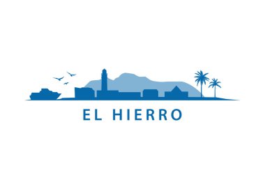 El Hierro Skyline Kanarya Adası Manzarası Egzotik Seyahat Hedefi Grafiksel Silüet